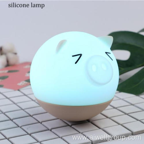 Cute Pig Cartoon Baby Silicone Night Lamp